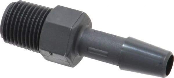 Made in USA - 1/4" Barb, 1/4, Nylon Single Barbed Tube Adapter - Black, Male - Eagle Tool & Supply