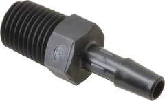 Made in USA - 1/4" Barb, 1/4, Nylon Single Barbed Tube Adapter - Black, Male - Eagle Tool & Supply