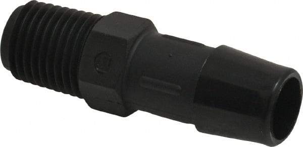 Made in USA - 1/2" Barb, 1/2, Nylon Single Barbed Tube Adapter - Black, Male - Eagle Tool & Supply