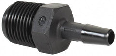 Made in USA - 1/4" Barb, 1/4, Nylon Single Barbed Tube Adapter - Black, Male - Eagle Tool & Supply