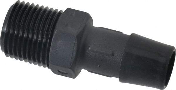 Made in USA - 1/2" Barb, 1/2, Nylon Single Barbed Tube Adapter - Black, Male - Eagle Tool & Supply