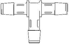 Made in USA - 5/8" Barb, Polypropylene Single Barbed Tube Tee - Natural - Eagle Tool & Supply