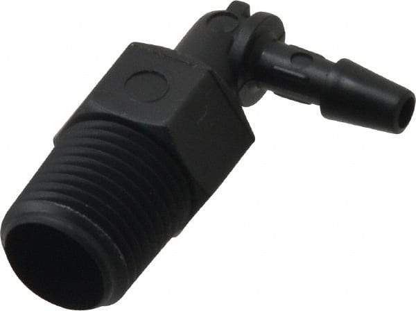 Made in USA - 1/8" Barb, 1/8, Nylon Single Barbed Tube Elbow - Black, Male - Eagle Tool & Supply