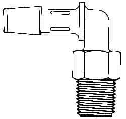 Made in USA - 1/2" Barb, 1/2, Polypropylene Single Barbed Tube Elbow - White, Male - Eagle Tool & Supply