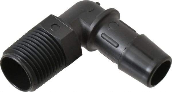 Made in USA - 1/2" Barb, 1/2, Nylon Single Barbed Tube Elbow - Black, Male - Eagle Tool & Supply
