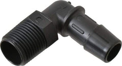 Made in USA - 1/2" Barb, 1/2, Nylon Single Barbed Tube Elbow - Black, Male - Eagle Tool & Supply