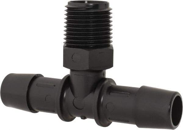 Made in USA - 1/2" Barb, 1/2, Nylon Single Barbed Tube Branch Tee - Black, Male - Eagle Tool & Supply