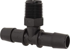 Made in USA - 1/2" Barb, 1/2, Nylon Single Barbed Tube Branch Tee - Black, Male - Eagle Tool & Supply