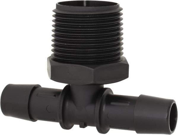 Made in USA - 1/2" Barb, 1/2, Nylon Single Barbed Tube Branch Tee - Black, Male - Eagle Tool & Supply