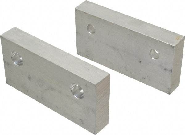 Gibraltar - 6" Wide x 3" High x 1" Thick, Flat/No Step Vise Jaw - Soft, Aluminum, Fixed Jaw, Compatible with 6" Vises - Eagle Tool & Supply