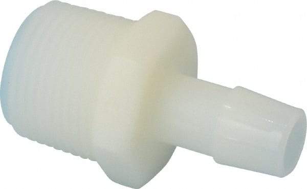 Made in USA - 1/2" Barb, 1/2, Nylon Single Barbed Tube Adapter - Natural, Male - Eagle Tool & Supply