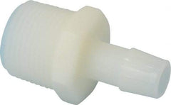Made in USA - 1/2" Barb, 1/2, Nylon Single Barbed Tube Adapter - Natural, Male - Eagle Tool & Supply
