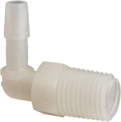 Made in USA - 1/4" Barb, 1/4, Nylon Single Barbed Tube Elbow - Natural, Male - Eagle Tool & Supply