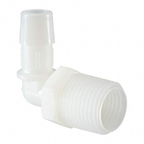 Made in USA - 1/2" Barb, 1/2, Nylon Single Barbed Tube Elbow - Natural, Male - Eagle Tool & Supply