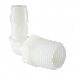 Made in USA - 1/2" Barb, 1/2, Nylon Single Barbed Tube Elbow - Natural, Male - Eagle Tool & Supply