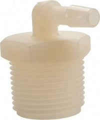 Made in USA - 1/4" Barb, 1/4, Nylon Single Barbed Tube Elbow - Natural, Male - Eagle Tool & Supply