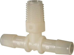Made in USA - 3/8" Barb, 3/8, Nylon Single Barbed Tube Branch Tee - Natural, Male - Eagle Tool & Supply