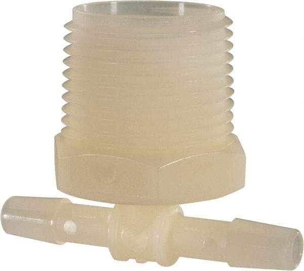 Made in USA - 1/4" Barb, 1/4, Nylon Single Barbed Tube Branch Tee - Natural, Male - Eagle Tool & Supply