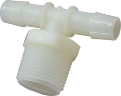 Made in USA - 1/2" Barb, 1/2, Nylon Single Barbed Tube Branch Tee - Natural, Male - Eagle Tool & Supply