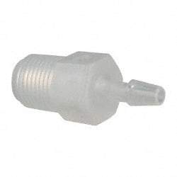 Made in USA - 1/8" Barb, 1/8, Polypropylene Single Barbed Tube Adapter - Natural, Male - Eagle Tool & Supply