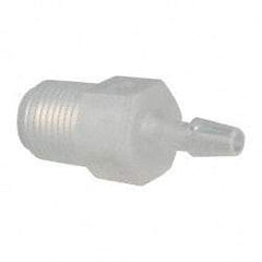 Made in USA - 1/8" Barb, 1/8, Polypropylene Single Barbed Tube Adapter - Natural, Male - Eagle Tool & Supply