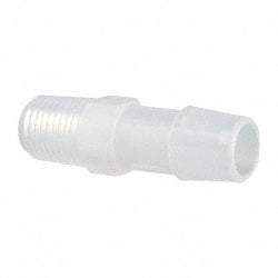 Made in USA - 1/2" Barb, 1/2, Polypropylene Single Barbed Tube Adapter - Natural, Male - Eagle Tool & Supply