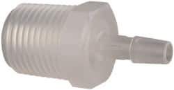 Made in USA - 1/4" Barb, 1/4, Polypropylene Single Barbed Tube Adapter - Natural, Male - Eagle Tool & Supply