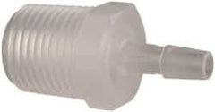 Made in USA - 1/4" Barb, 1/4, Polypropylene Single Barbed Tube Adapter - Natural, Male - Eagle Tool & Supply