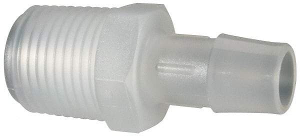 Made in USA - 1/2" Barb, 1/2, Polypropylene Single Barbed Tube Adapter - Natural, Male - Eagle Tool & Supply