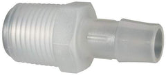 Made in USA - 1/2" Barb, 1/2, Polypropylene Single Barbed Tube Adapter - Natural, Male - Eagle Tool & Supply