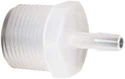 Made in USA - 1/4" Barb, 1/4, Polypropylene Single Barbed Tube Adapter - Natural, Male - Eagle Tool & Supply