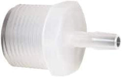 Made in USA - 1/4" Barb, 1/4, Polypropylene Single Barbed Tube Adapter - Natural, Male - Eagle Tool & Supply