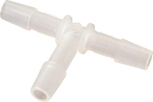 Made in USA - 1/4" Barb, Polypropylene Single Barbed Tube Tee - Natural - Eagle Tool & Supply