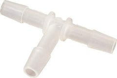 Made in USA - 1/4" Barb, Polypropylene Single Barbed Tube Tee - Natural - Eagle Tool & Supply