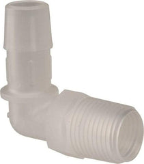 Made in USA - 1/2" Barb, 1/2, Polypropylene Single Barbed Tube Elbow - Natural, Male - Eagle Tool & Supply