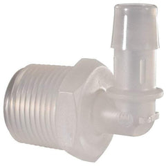 Made in USA - 1/2" Barb, 1/2, Polypropylene Single Barbed Tube Elbow - Natural, Male - Eagle Tool & Supply