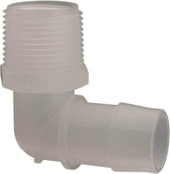 Made in USA - 1" Barb, 1, Polypropylene Single Barbed Tube Elbow - Natural, Male - Eagle Tool & Supply