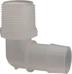 Made in USA - 1" Barb, 1, Polypropylene Single Barbed Tube Elbow - Natural, Male - Eagle Tool & Supply