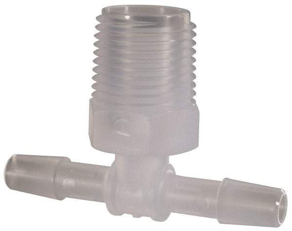 Made in USA - 1/4" Barb, 1/4, Polypropylene Single Barbed Tube Branch Tee - Natural, Male - Eagle Tool & Supply