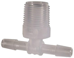 Made in USA - 1/4" Barb, 1/4, Polypropylene Single Barbed Tube Branch Tee - Natural, Male - Eagle Tool & Supply