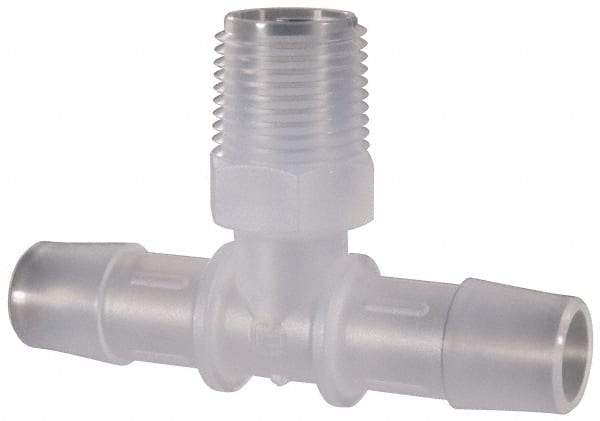 Made in USA - 1/2" Barb, 1/2, Polypropylene Single Barbed Tube Branch Tee - Natural, Male - Eagle Tool & Supply