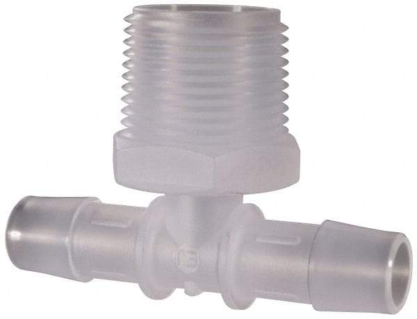 Made in USA - 1/2" Barb, 1/2, Polypropylene Single Barbed Tube Branch Tee - Natural, Male - Eagle Tool & Supply