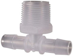 Made in USA - 1/2" Barb, 1/2, Polypropylene Single Barbed Tube Branch Tee - Natural, Male - Eagle Tool & Supply