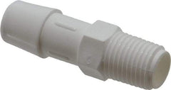 Made in USA - 1/2" Barb, 1/2, Polypropylene Single Barbed Tube Adapter - White, Male - Eagle Tool & Supply