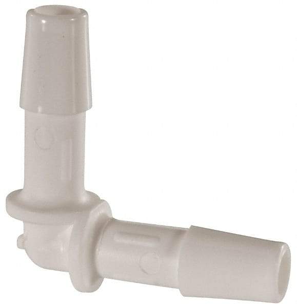 Made in USA - 1/4" Barb, Polypropylene Single Barbed Tube Elbow - White - Eagle Tool & Supply