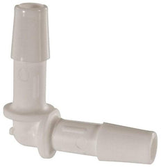 Made in USA - 1/4" Barb, Polypropylene Single Barbed Tube Elbow - White - Eagle Tool & Supply