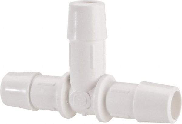 Made in USA - 1/2" Barb, Polypropylene Single Barbed Tube Tee - White - Eagle Tool & Supply