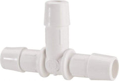 Made in USA - 1/2" Barb, Polypropylene Single Barbed Tube Tee - White - Eagle Tool & Supply