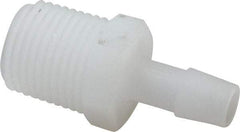 Made in USA - 3/8" Barb, 3/8, Kynar Single Barbed Tube Adapter - Natural, Male - Eagle Tool & Supply