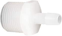 Made in USA - 3/8" Barb, 3/8, Kynar Single Barbed Tube Adapter - Natural, Male - Eagle Tool & Supply